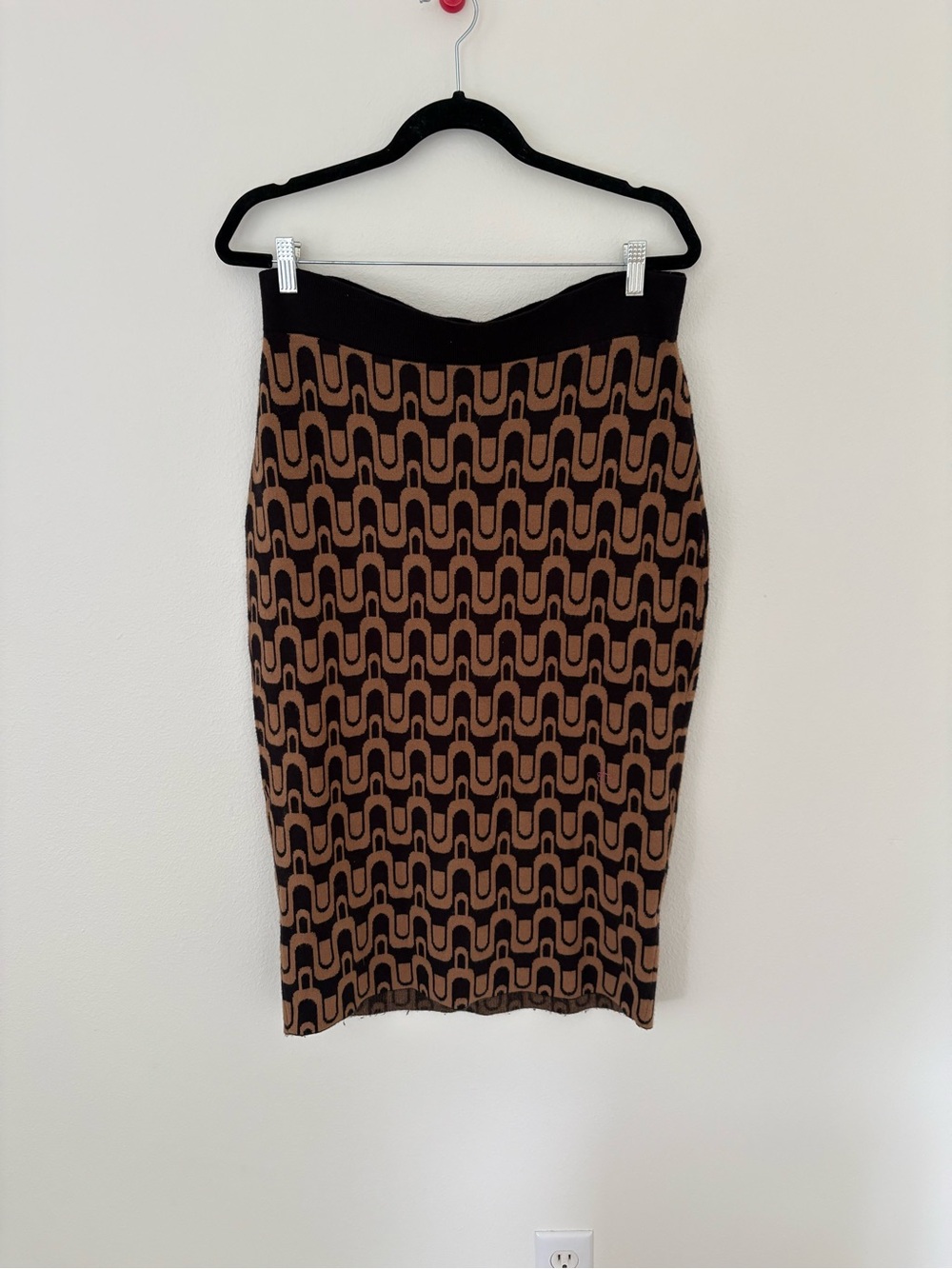 Maeve by Anthropologie Black & Brown Geometric Knit Pencil Skirt